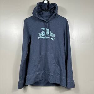 PATAGONIA Women’s Flying Fish Graphic Midweight Pullover Hoodie Navy Blue Small